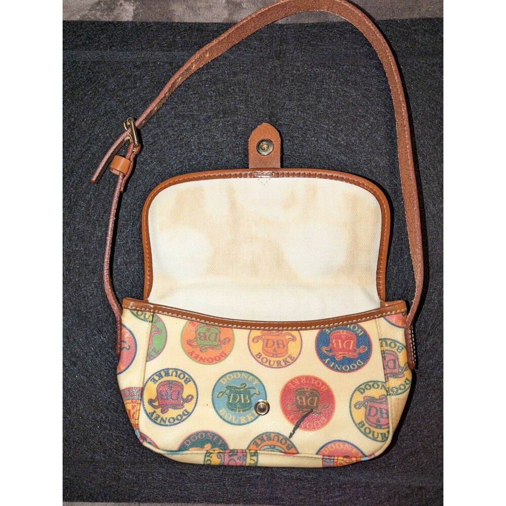 Vintage Dooney & Bourke Mini Shoulder Bag Medallion Logo Print